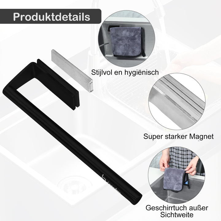 Magnetischer Spültuchhalter für Spülbecken Edelstahl Schwartz
