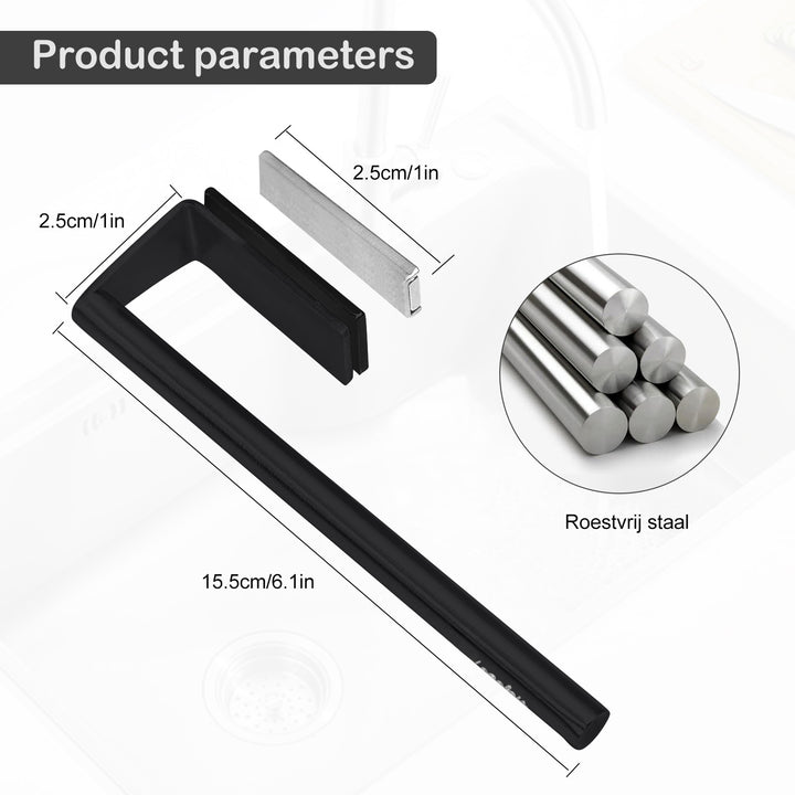 Vaatdoekhouder Magnetisch – RVS – Zwart