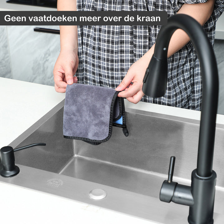 Vaatdoekhouder Magnetisch – RVS – Zwart