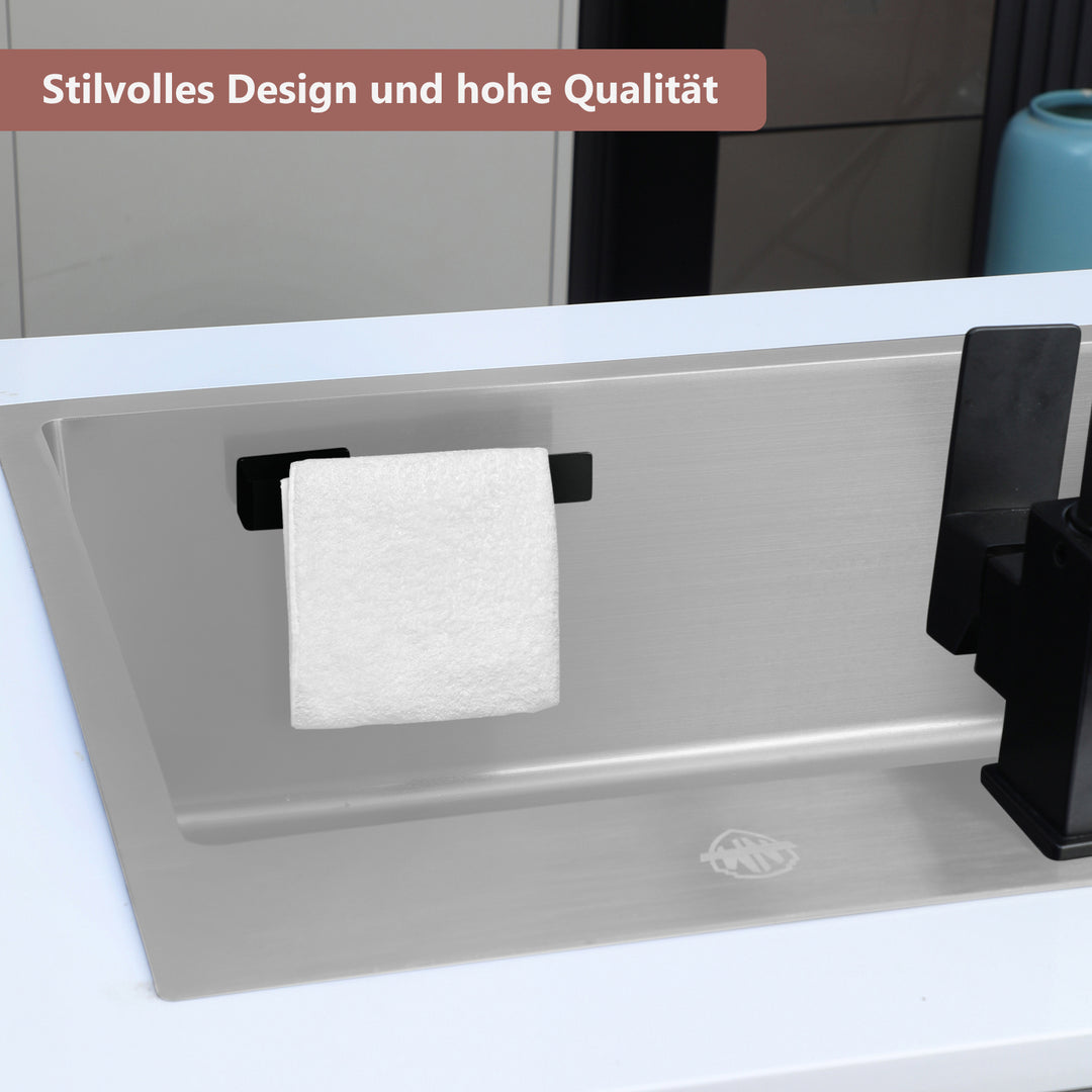 Spültuchhalter aus Edelstahl – Starker Klebestreifen – Schwartz