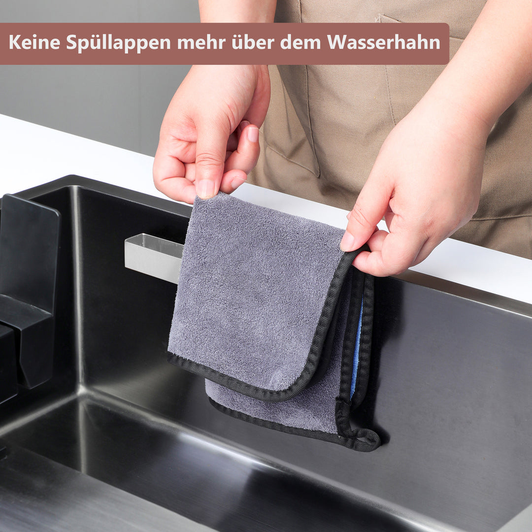 Spültuchhalter aus Edelstahl – Starker Klebestreifen – Silber