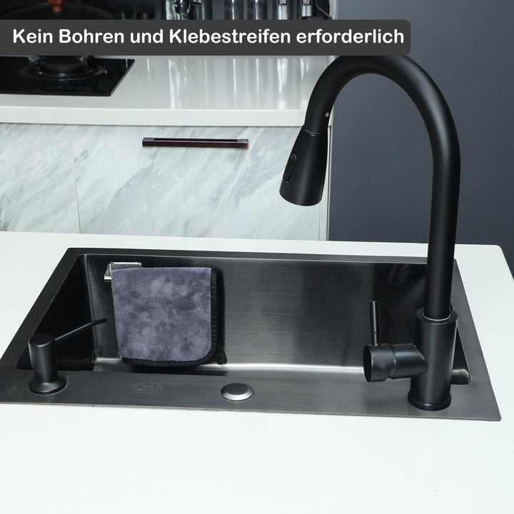 Magnetischer Spültuchhalter für Spülbecken Edelstahl Silber