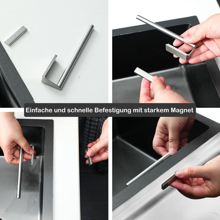 Magnetischer Spültuchhalter für Spülbecken Edelstahl Silber