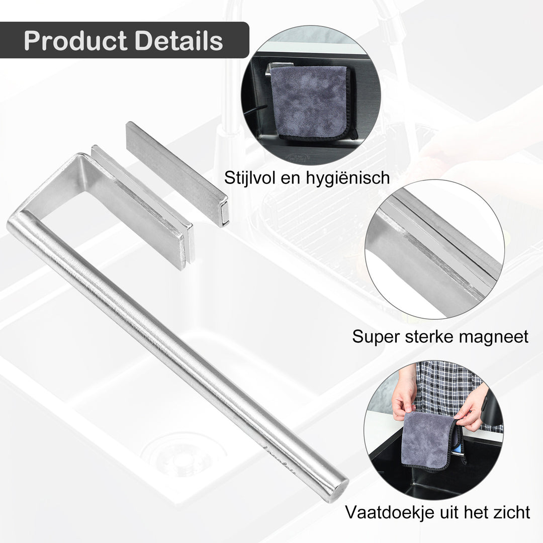 Vaatdoekhouder Magnetisch RVS - Zilver