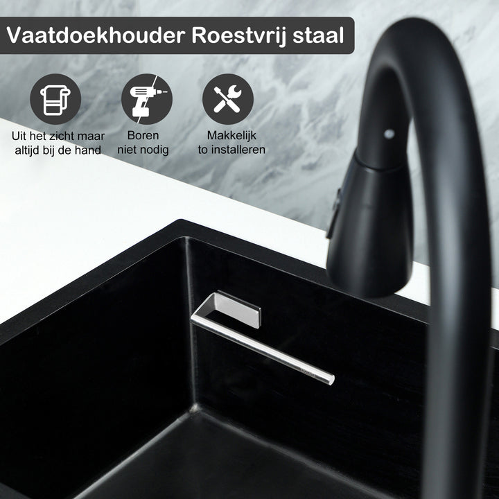 Vaatdoekhouder Magnetisch RVS - Zilver
